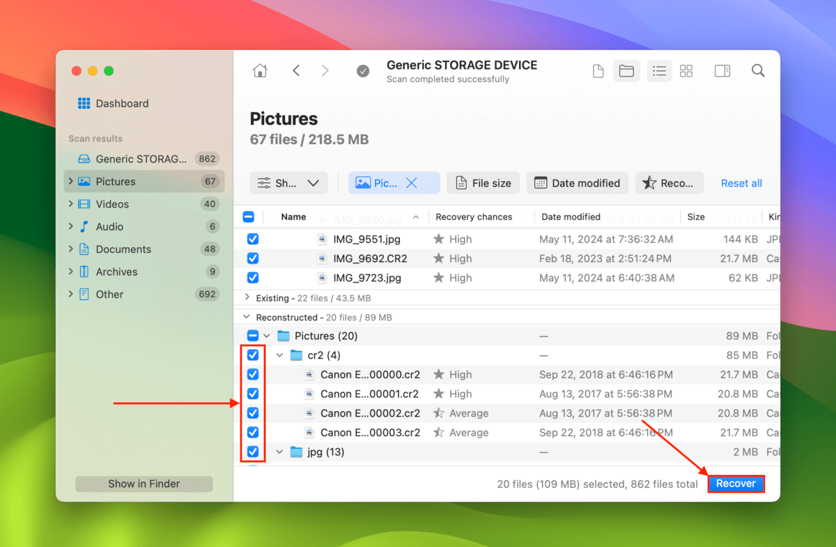 Disk Drill file selection tools