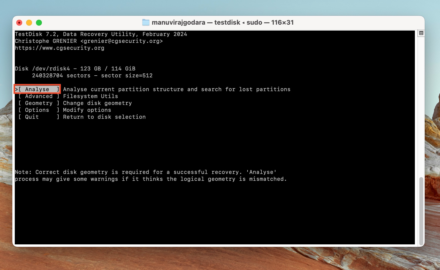 TestDisk analyse option to search for lost partitions.