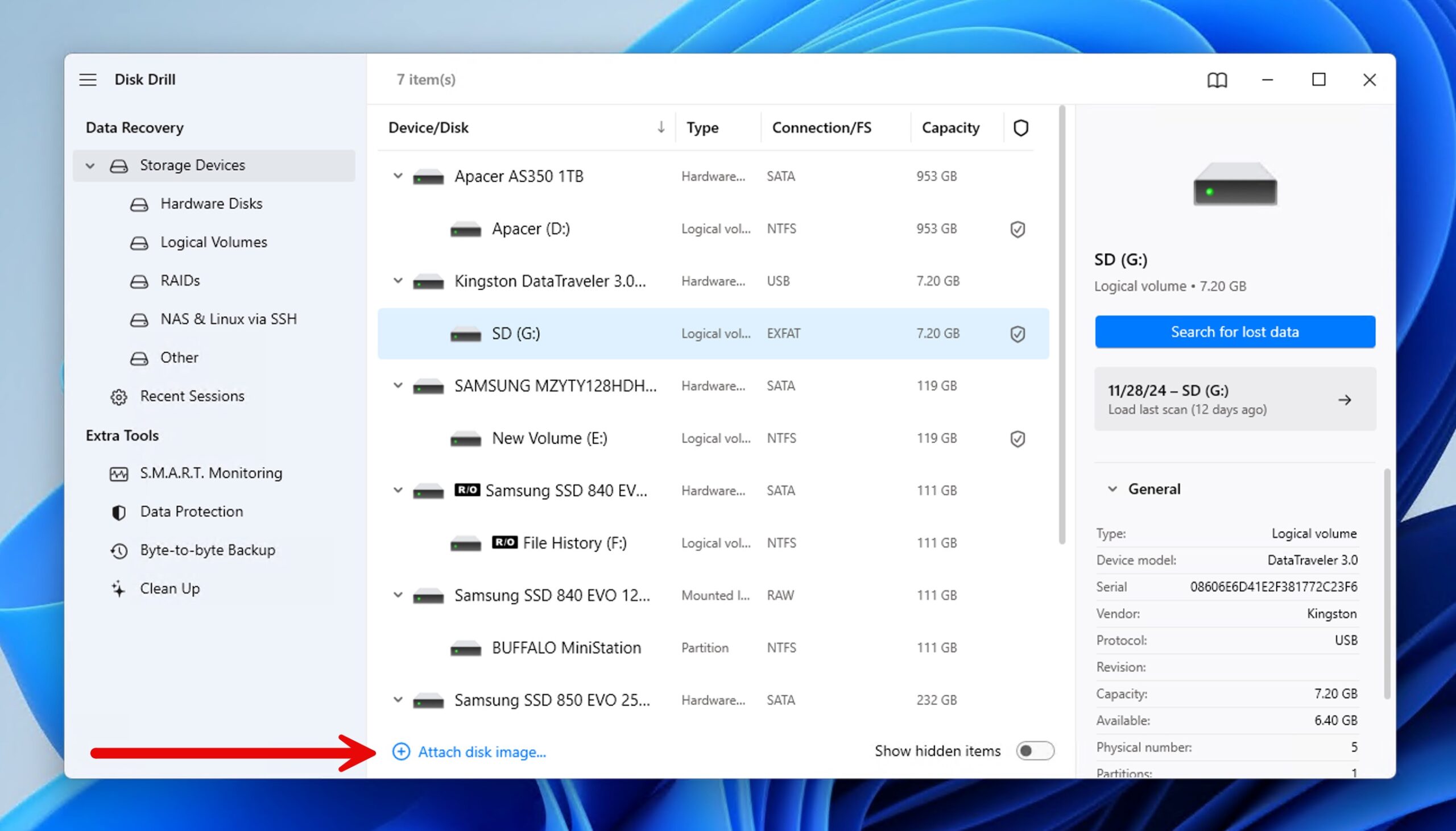 attach disk image disk drill windows 11