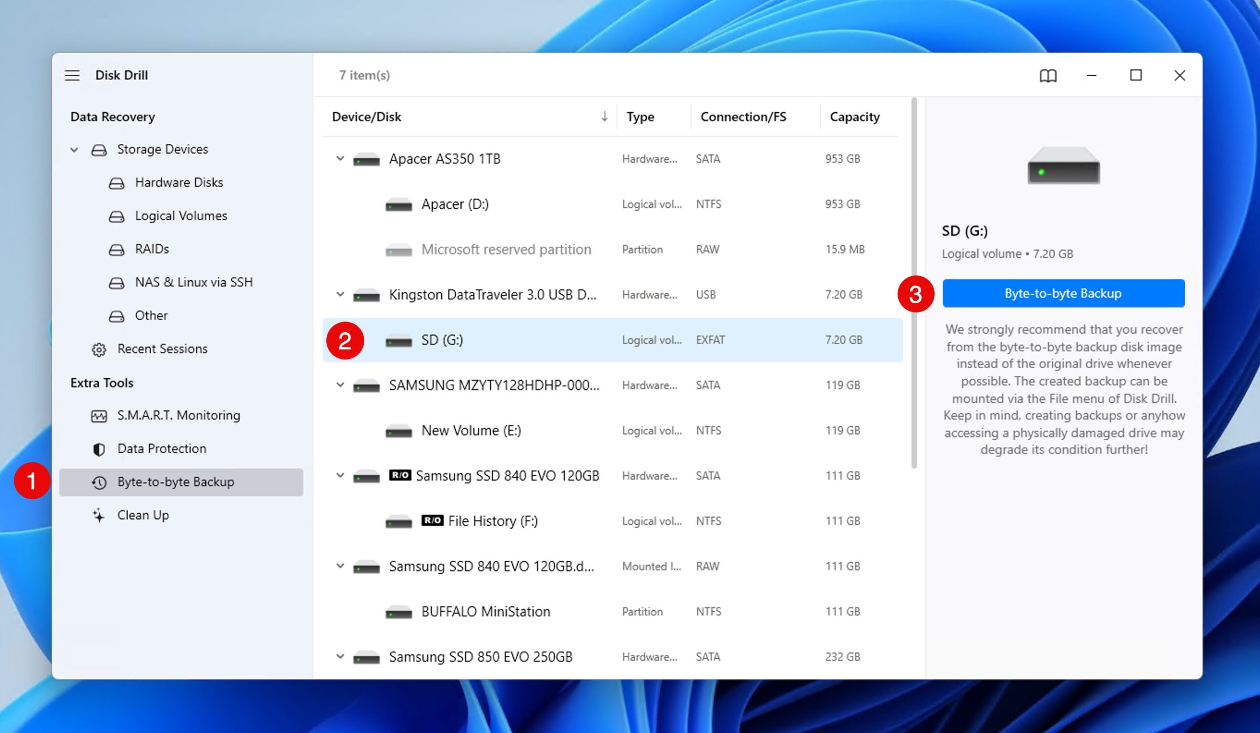 disk drill sd card byte to byte backup