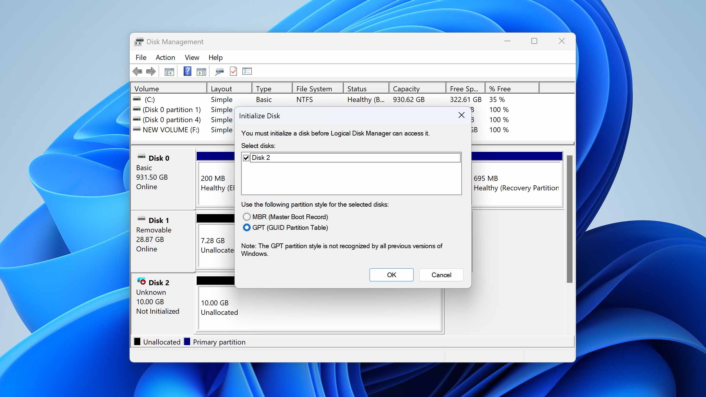 disk initialization