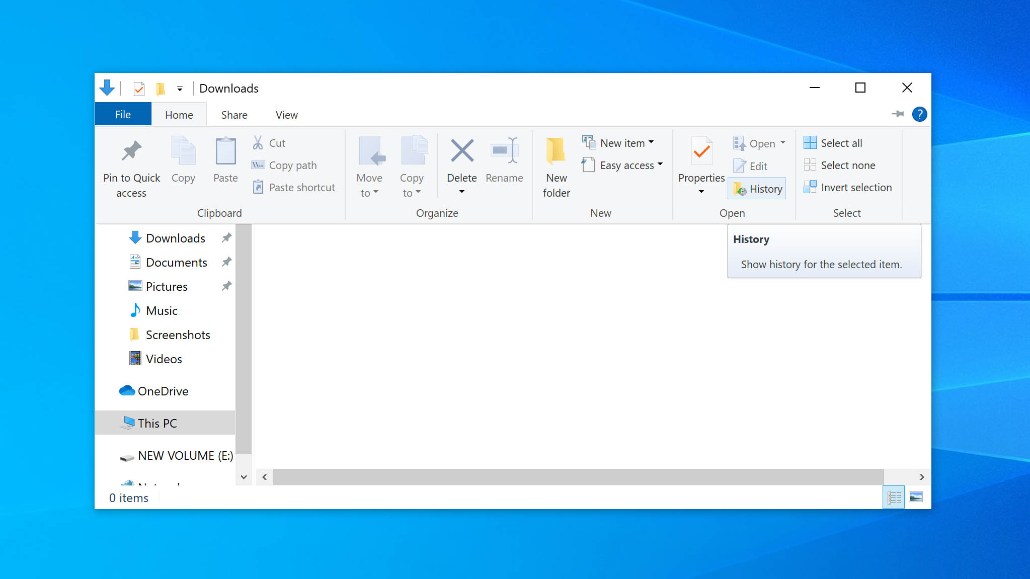 open file history from file explorer