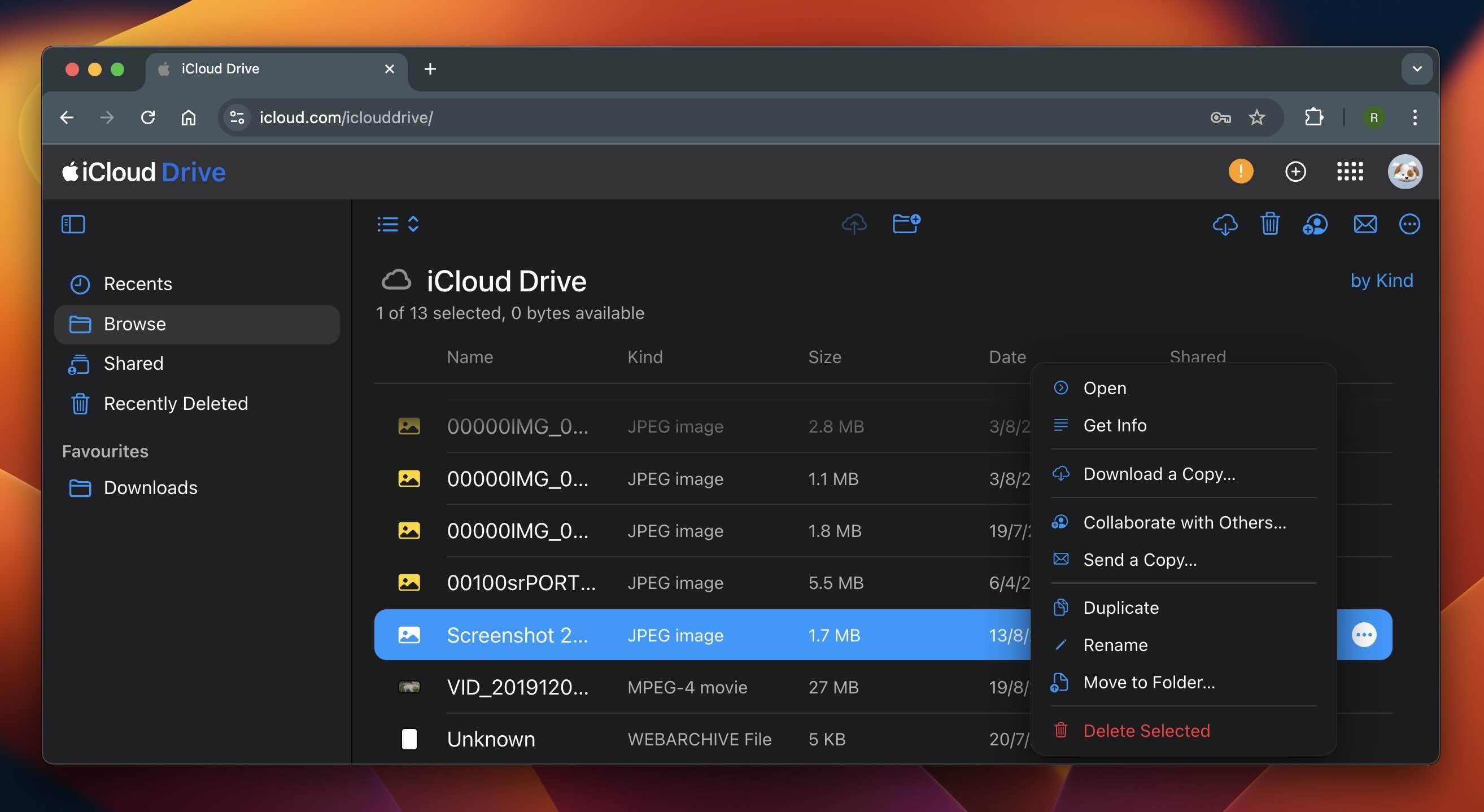 Drive option on iCloud.
