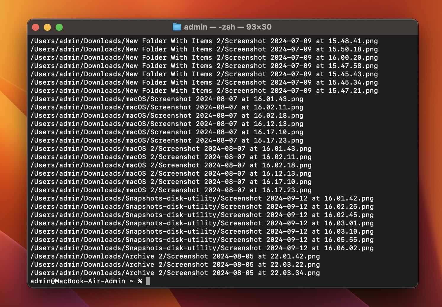 view screenshots on terminal