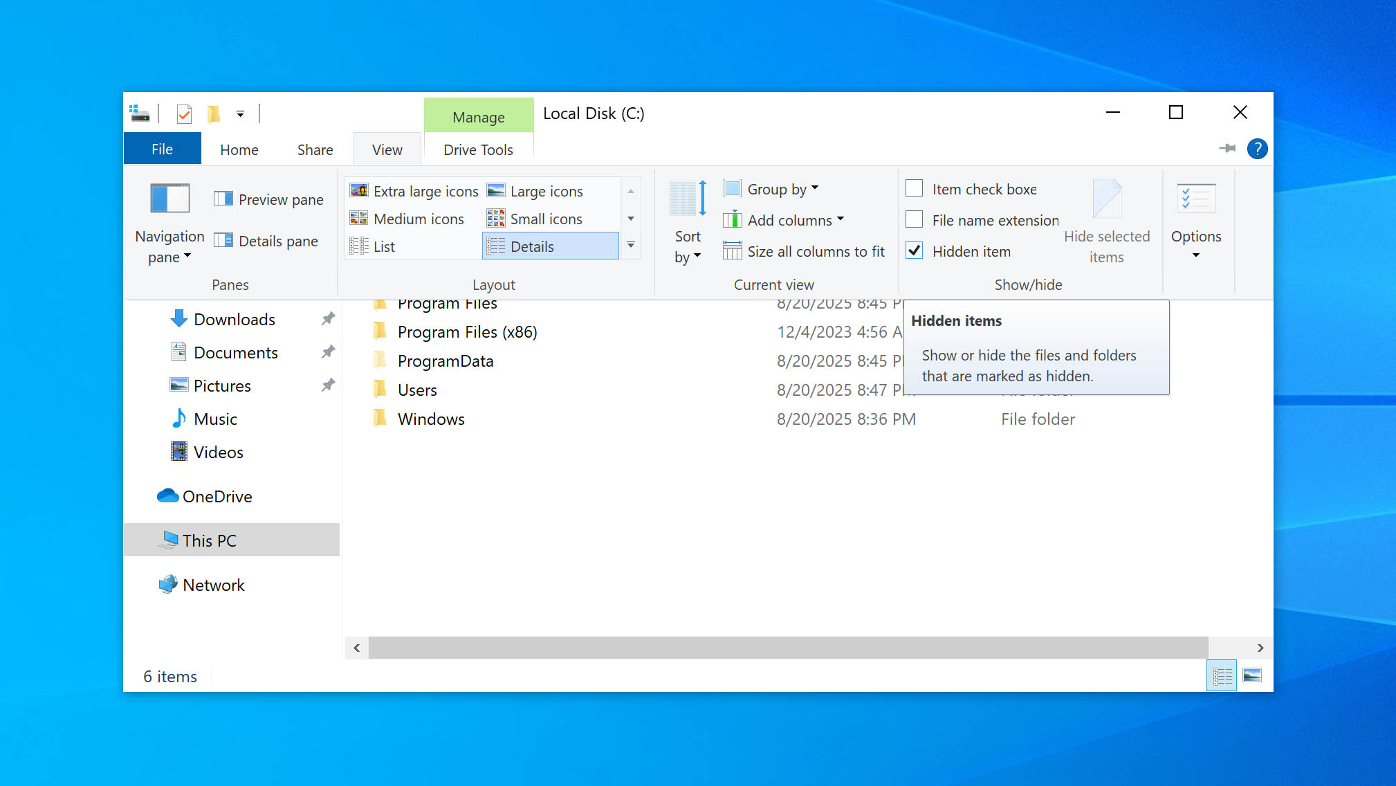 show hidden files in File Explorer