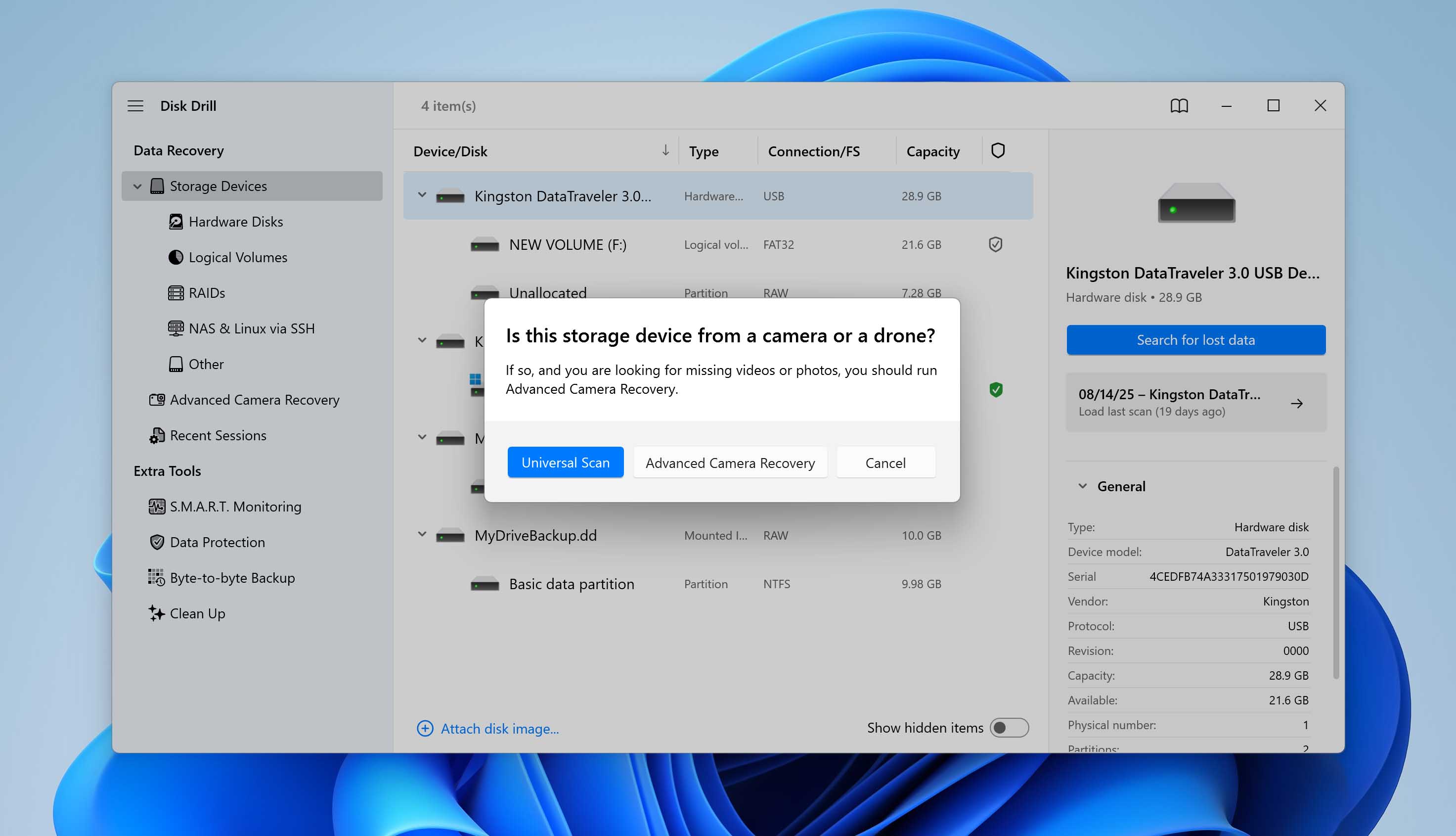 choose recovery scan method