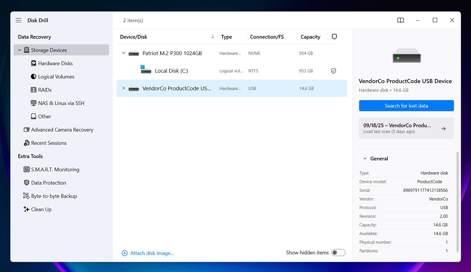selecting flash drive