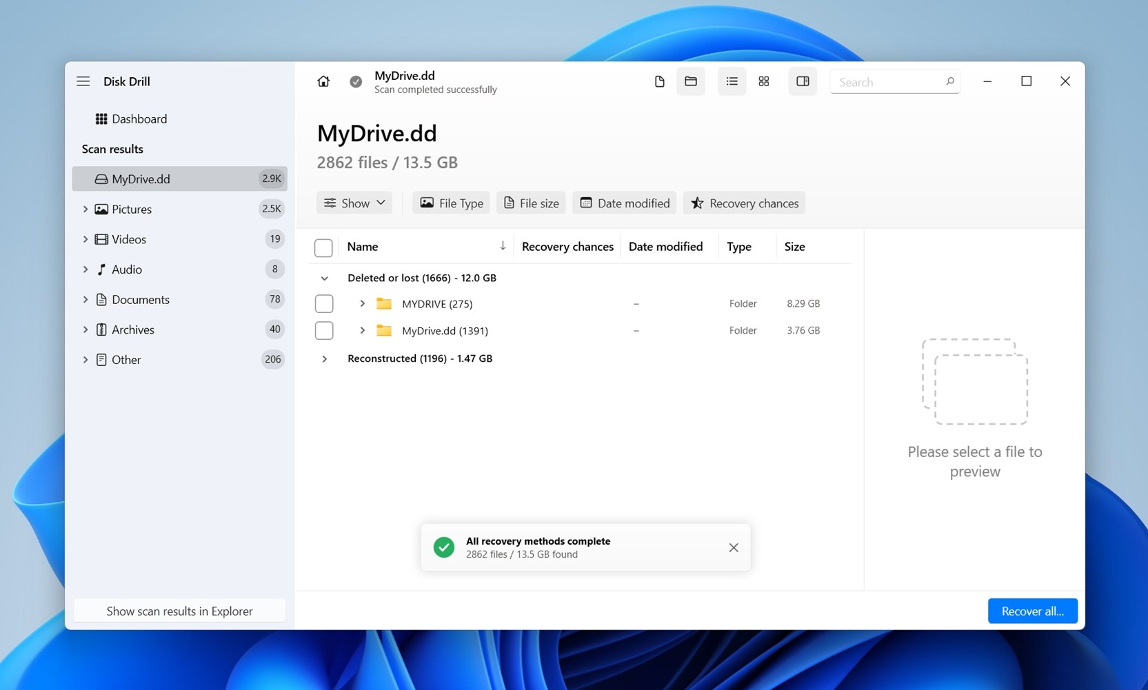 Disk Drill will show you a structured list of files