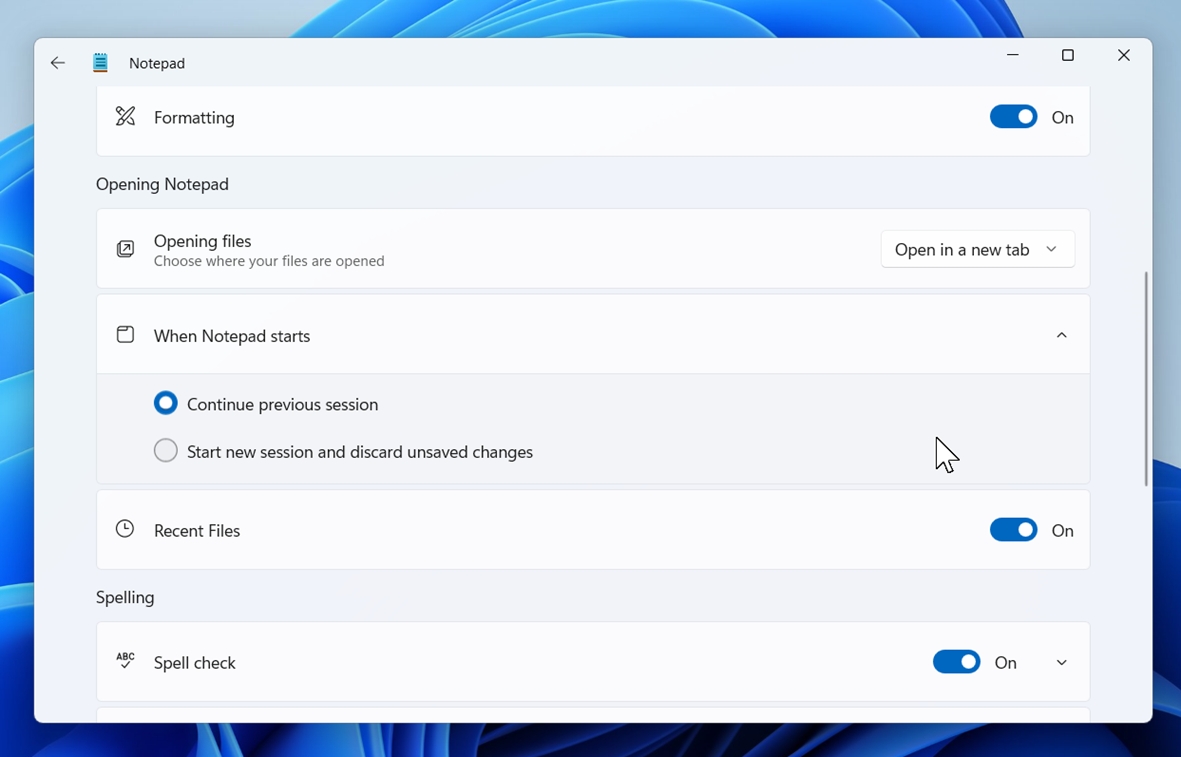 Set it to Continue where I left off
