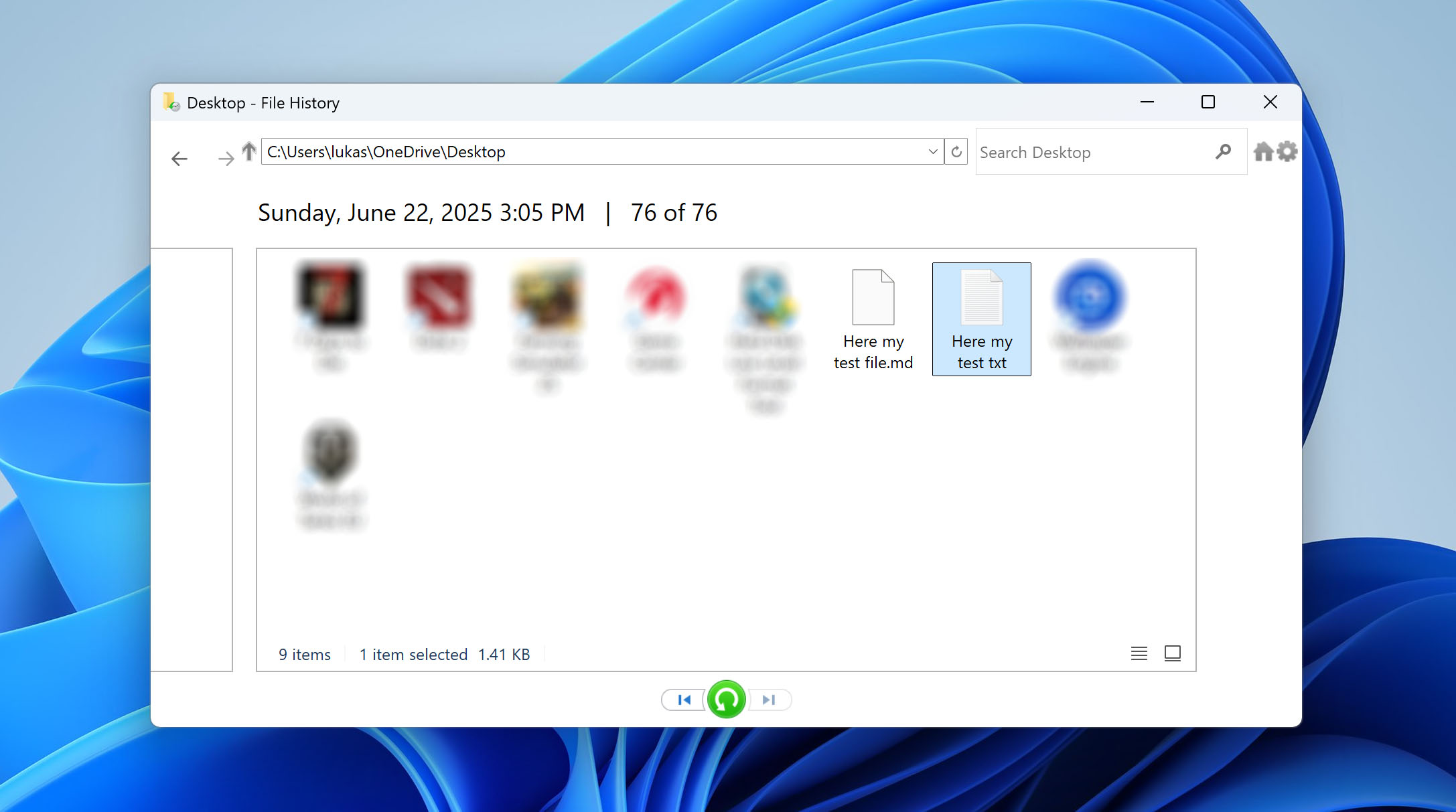 restore notepad file with file history