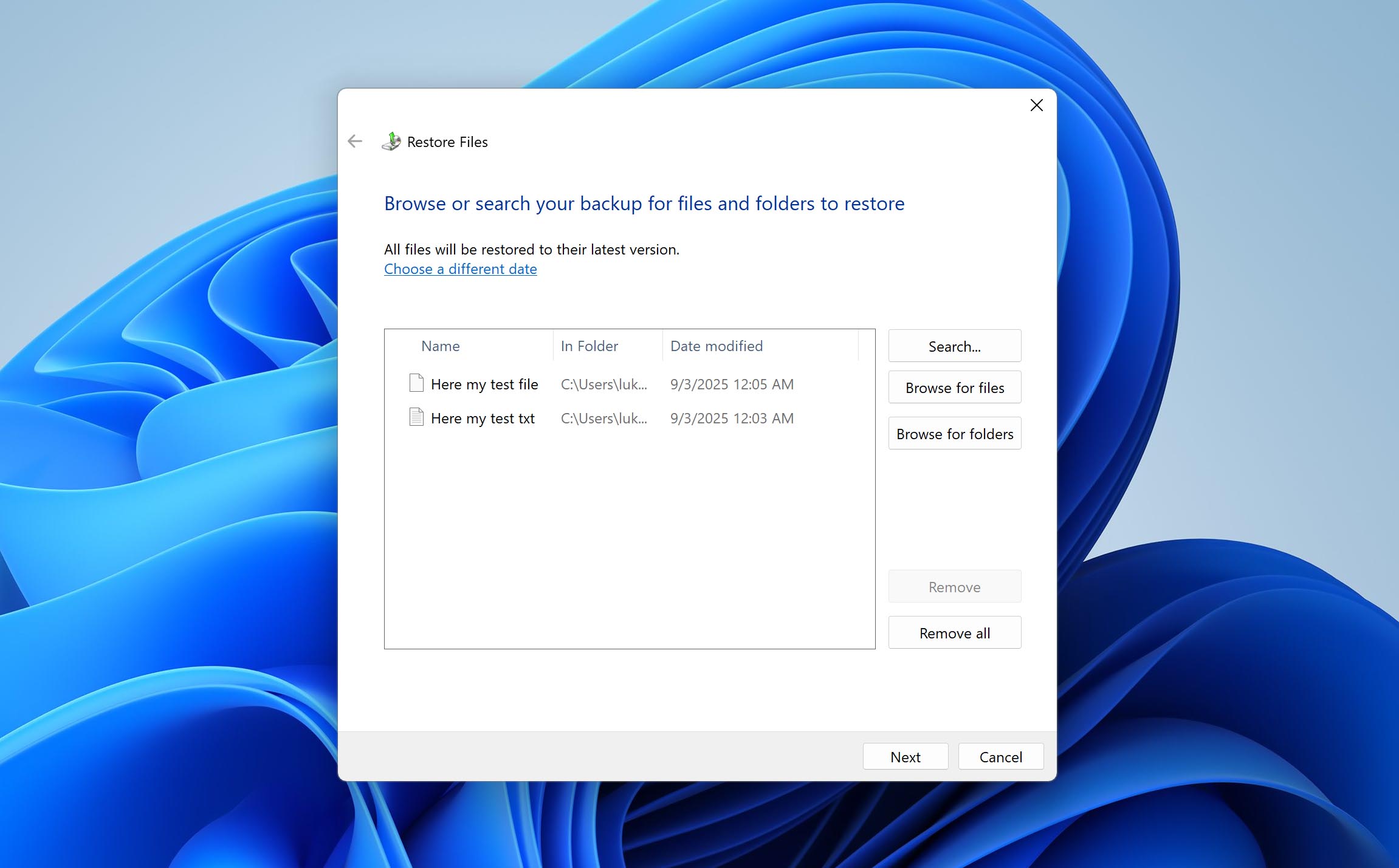 choose notepad files to restore