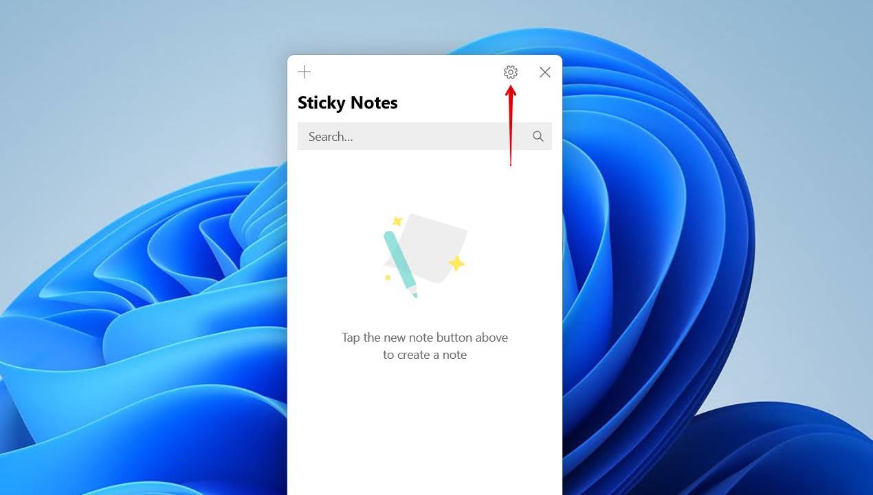 The Sticky Notes settings.