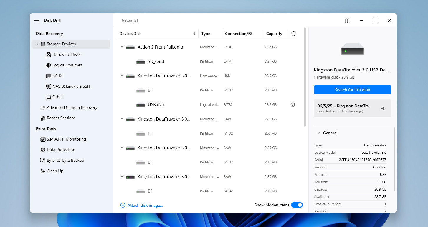 attach disk image in disk drill