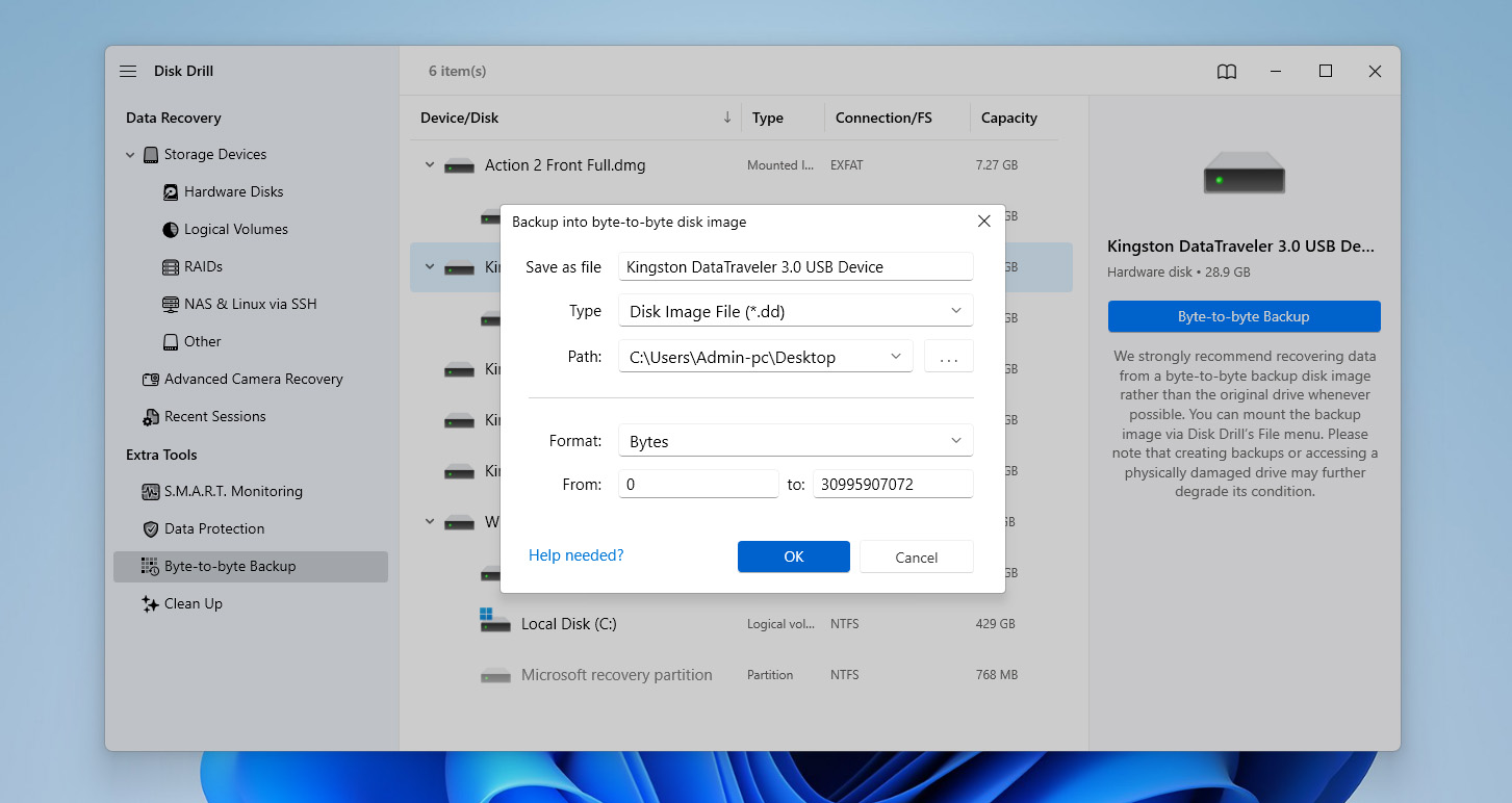 choose backup location