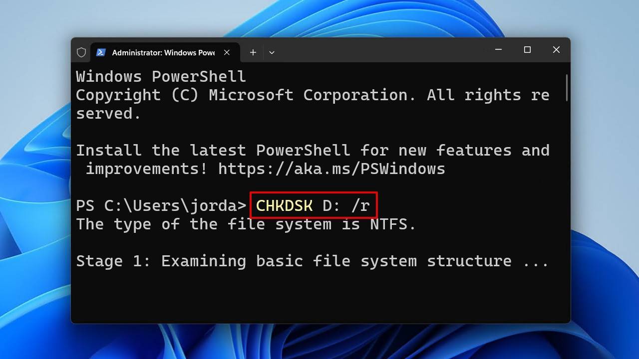 Running CHKDSK.