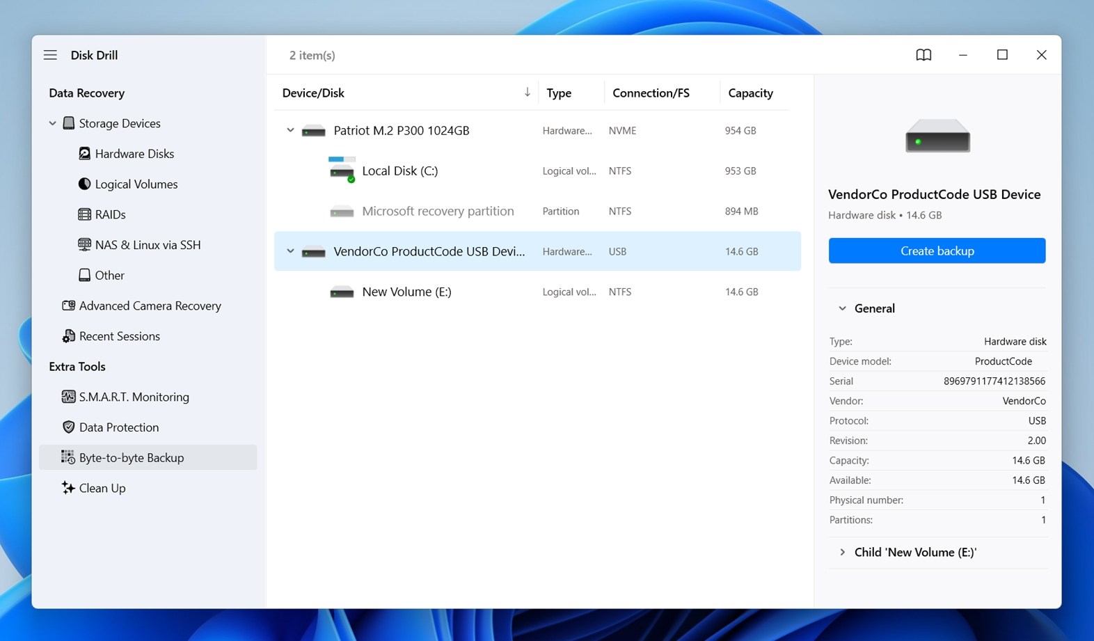 Byte-to-byte Backup