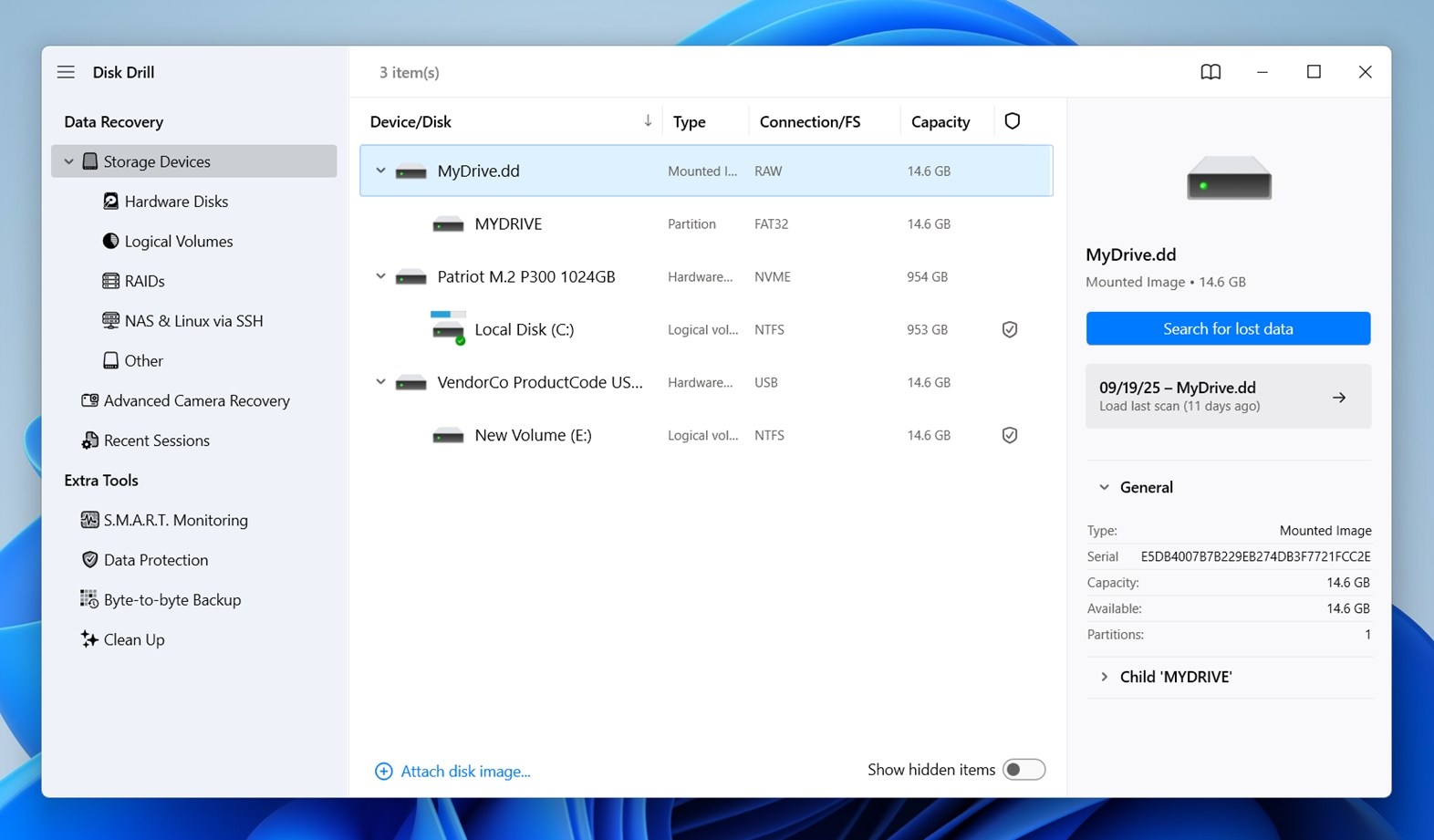 Search for lost data