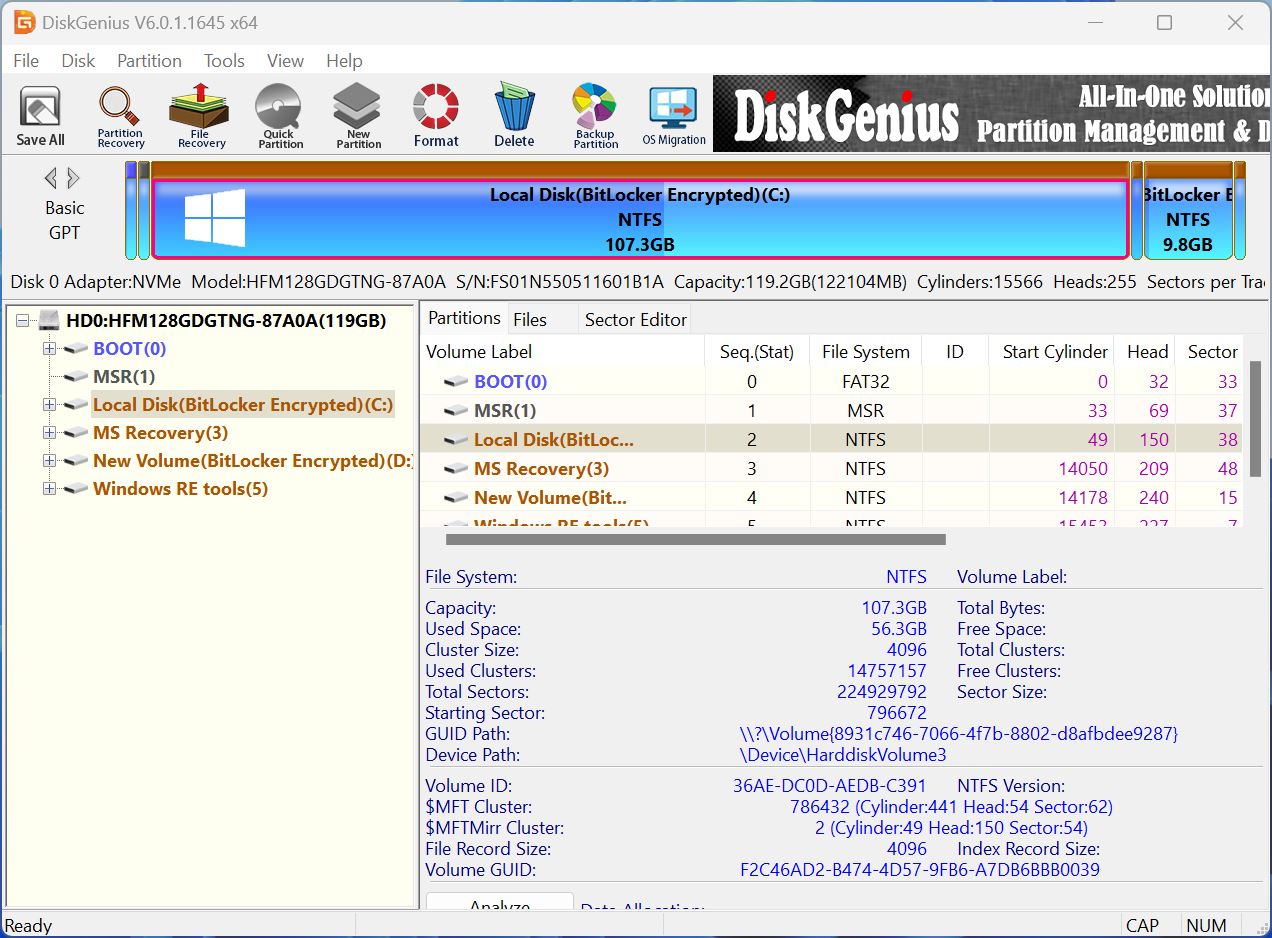 DiskGenius GUI.
