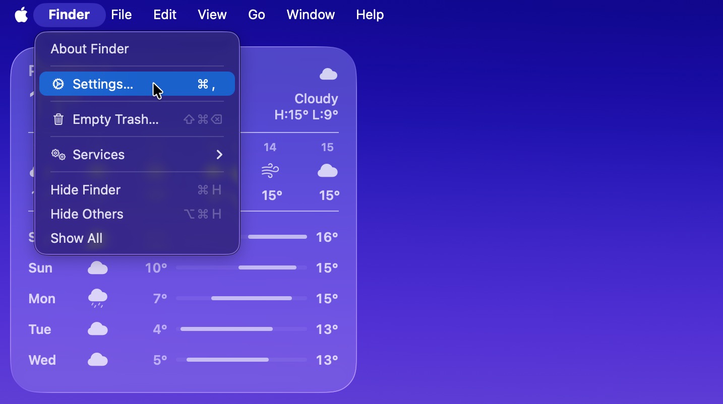 finder settings