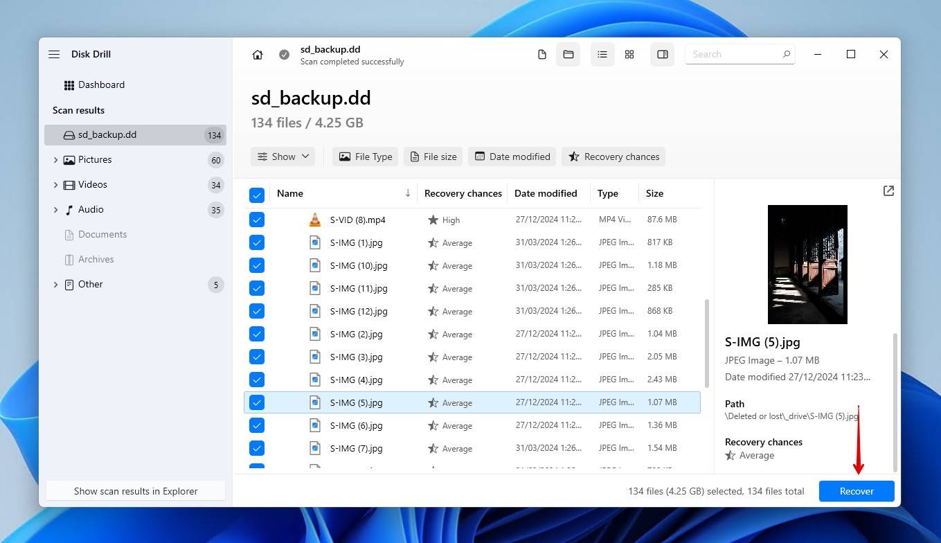 Recovering data from the SD card.