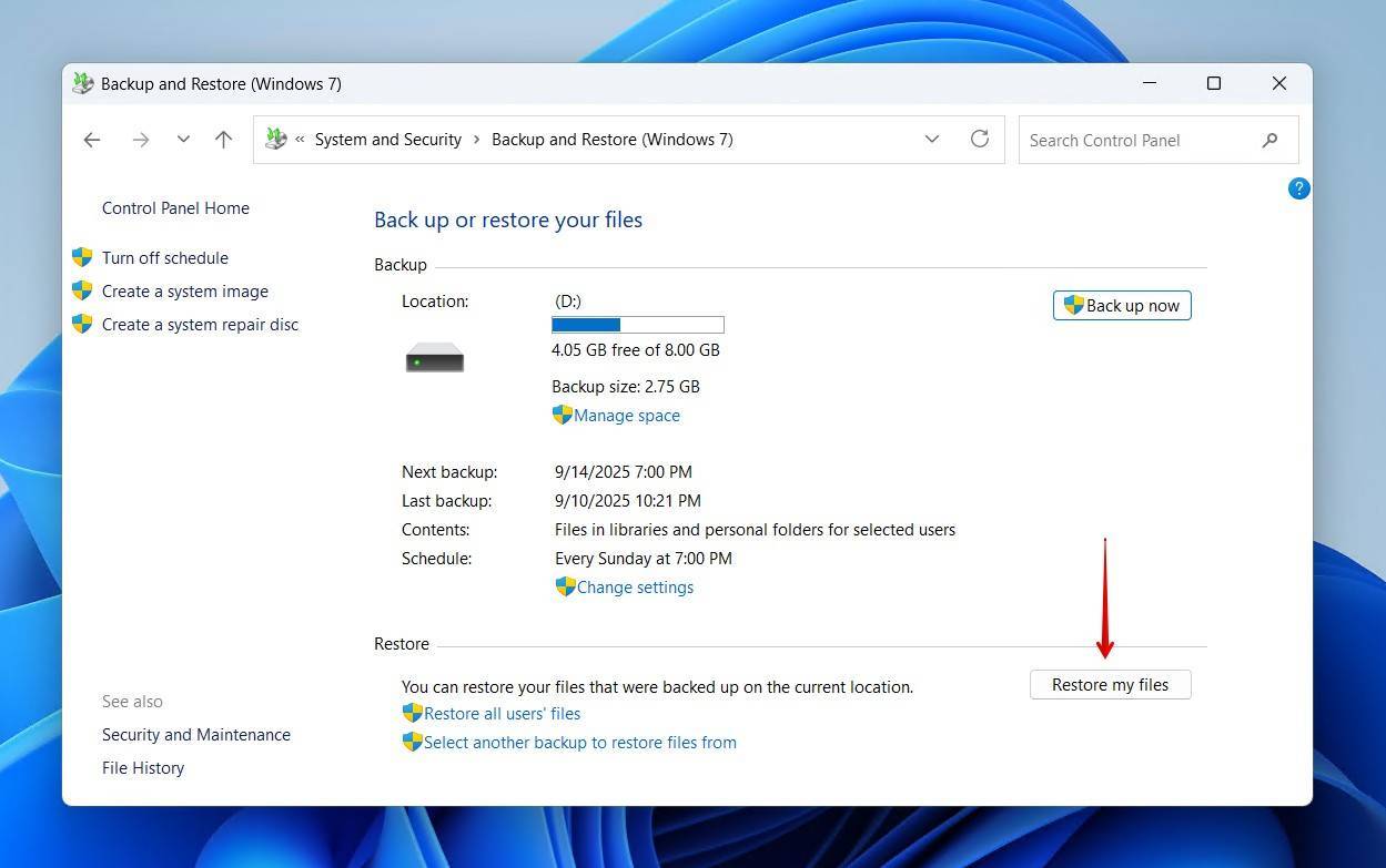 Restoring my files.