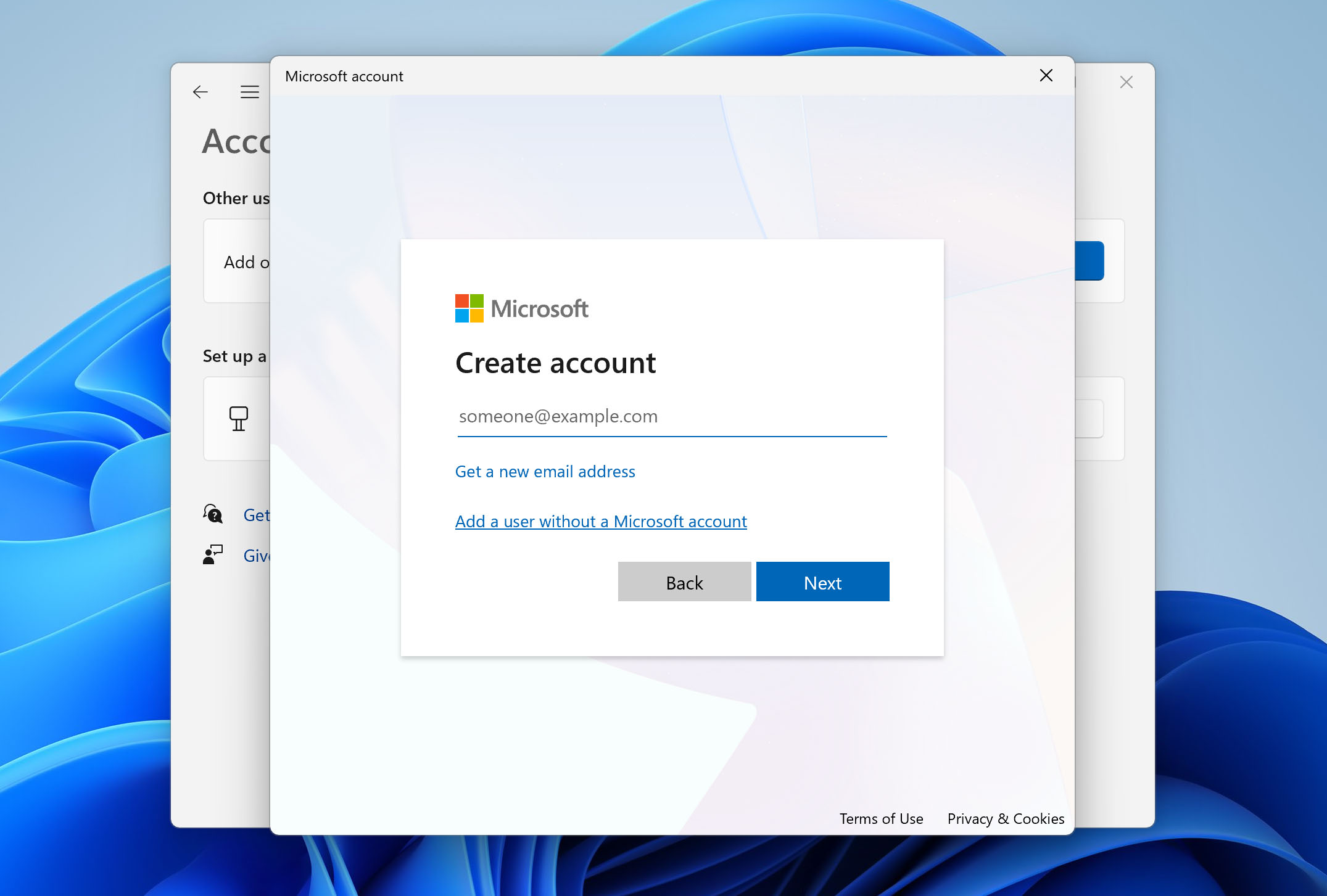 add account without microsoft account