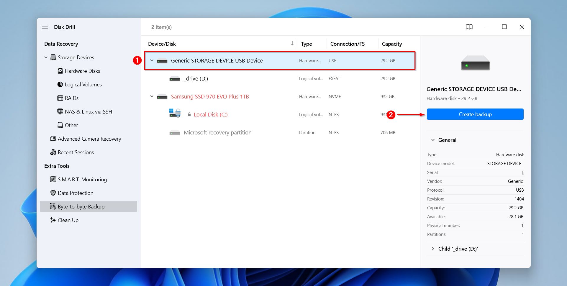 Backing up the external HDD.