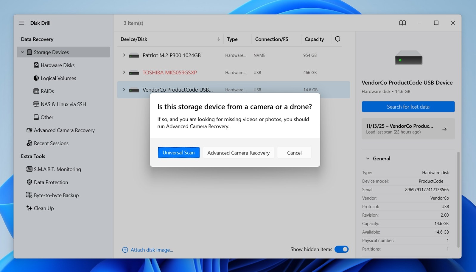 Search for lost data