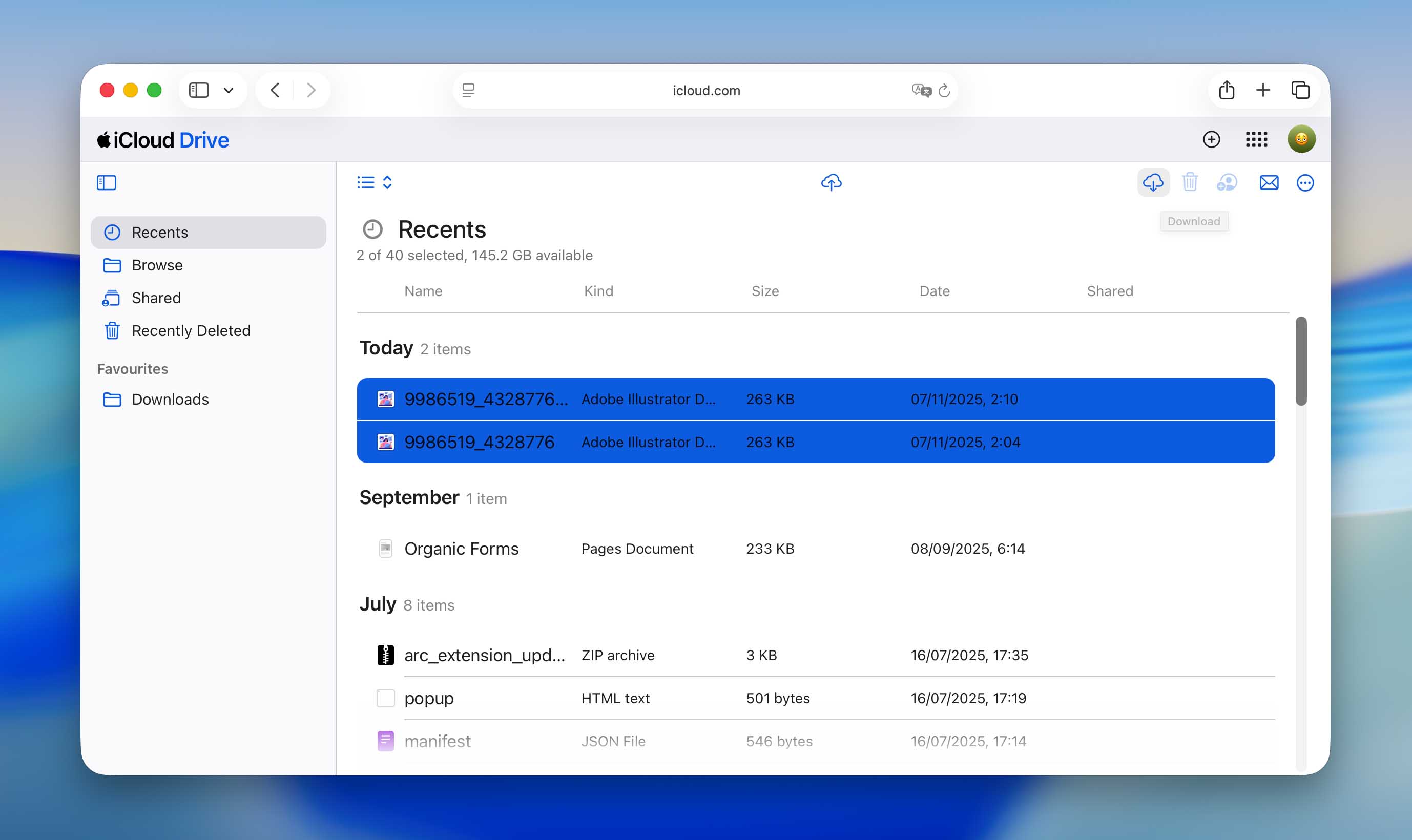 download files from iCloud