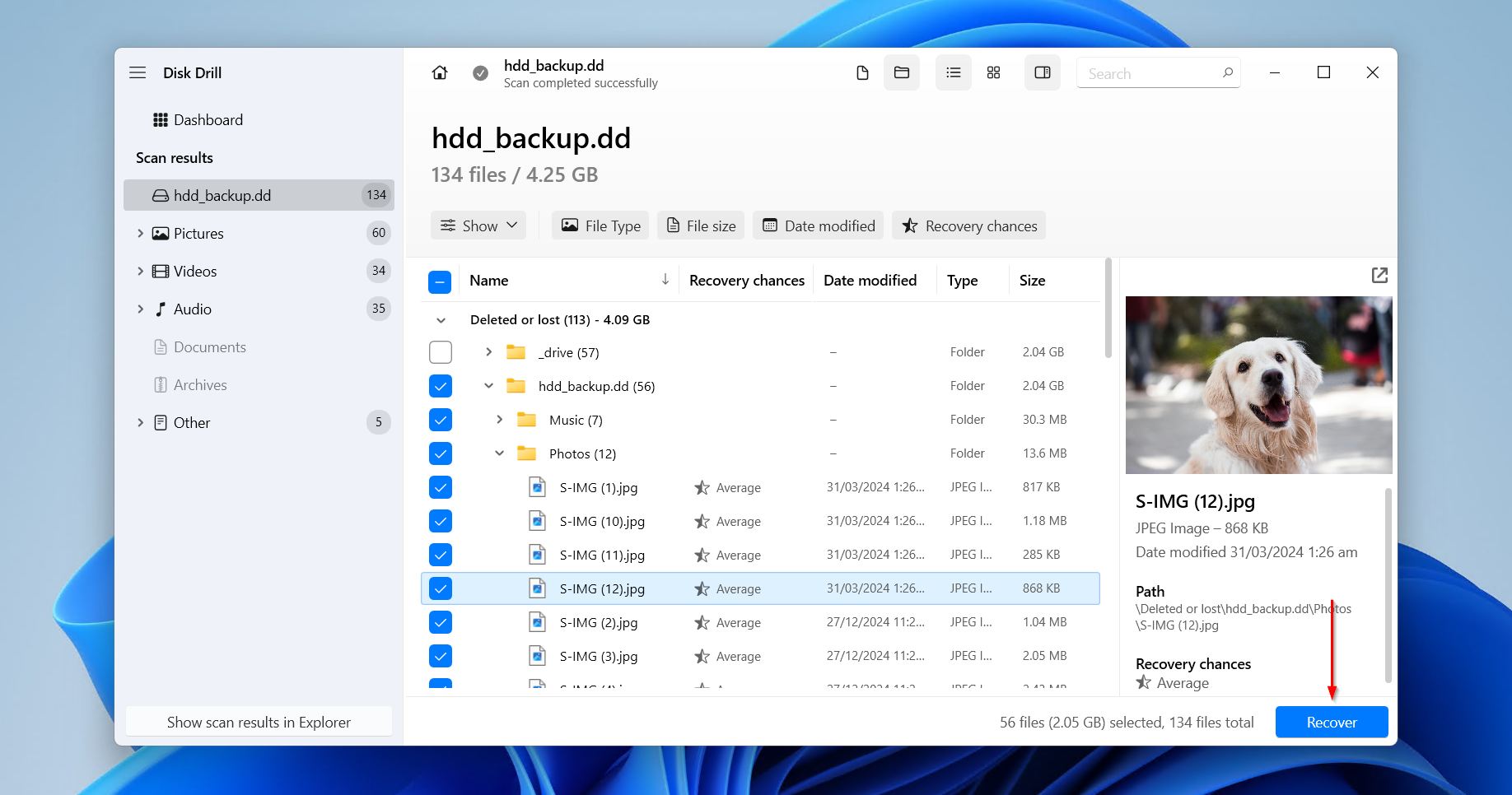 Recovering the HDD data.