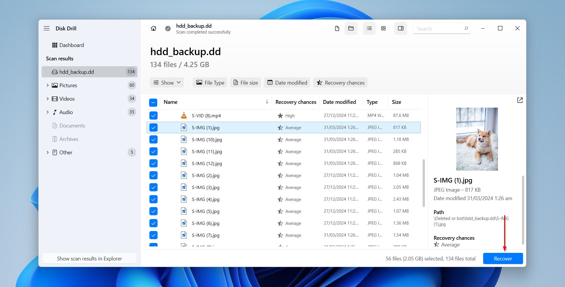 Recovering data from the external HDD.