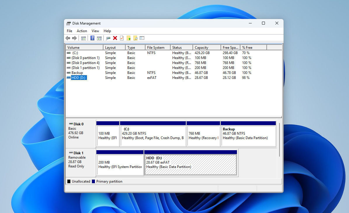 sd card in disk management