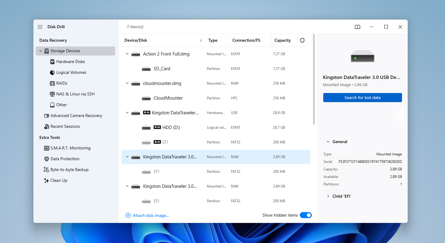 start scan in disk drill