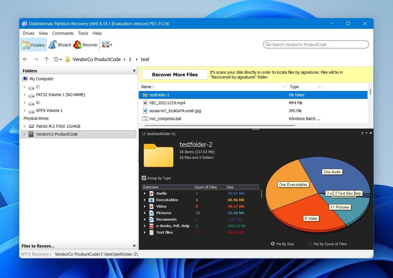 A pie chart visualization