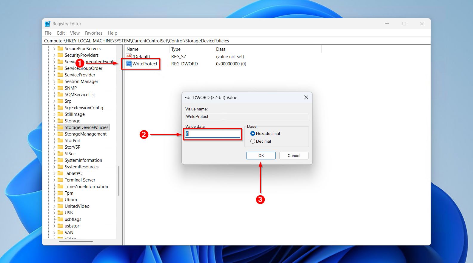 Changing the DWORD value.