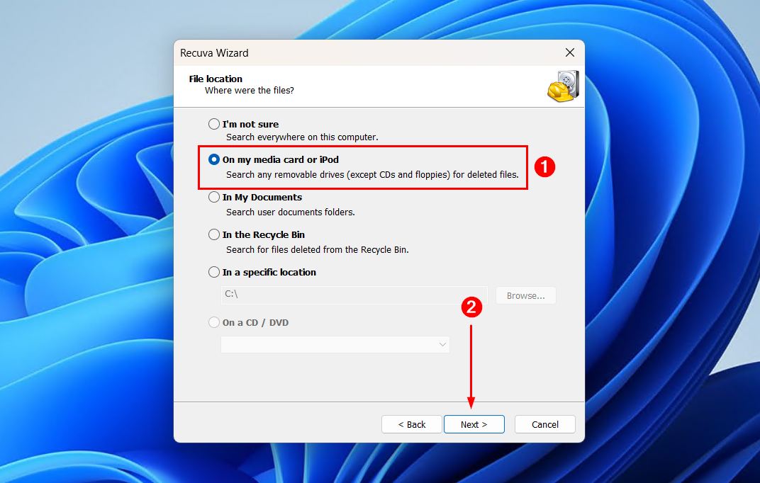 Choosing the device to scan.