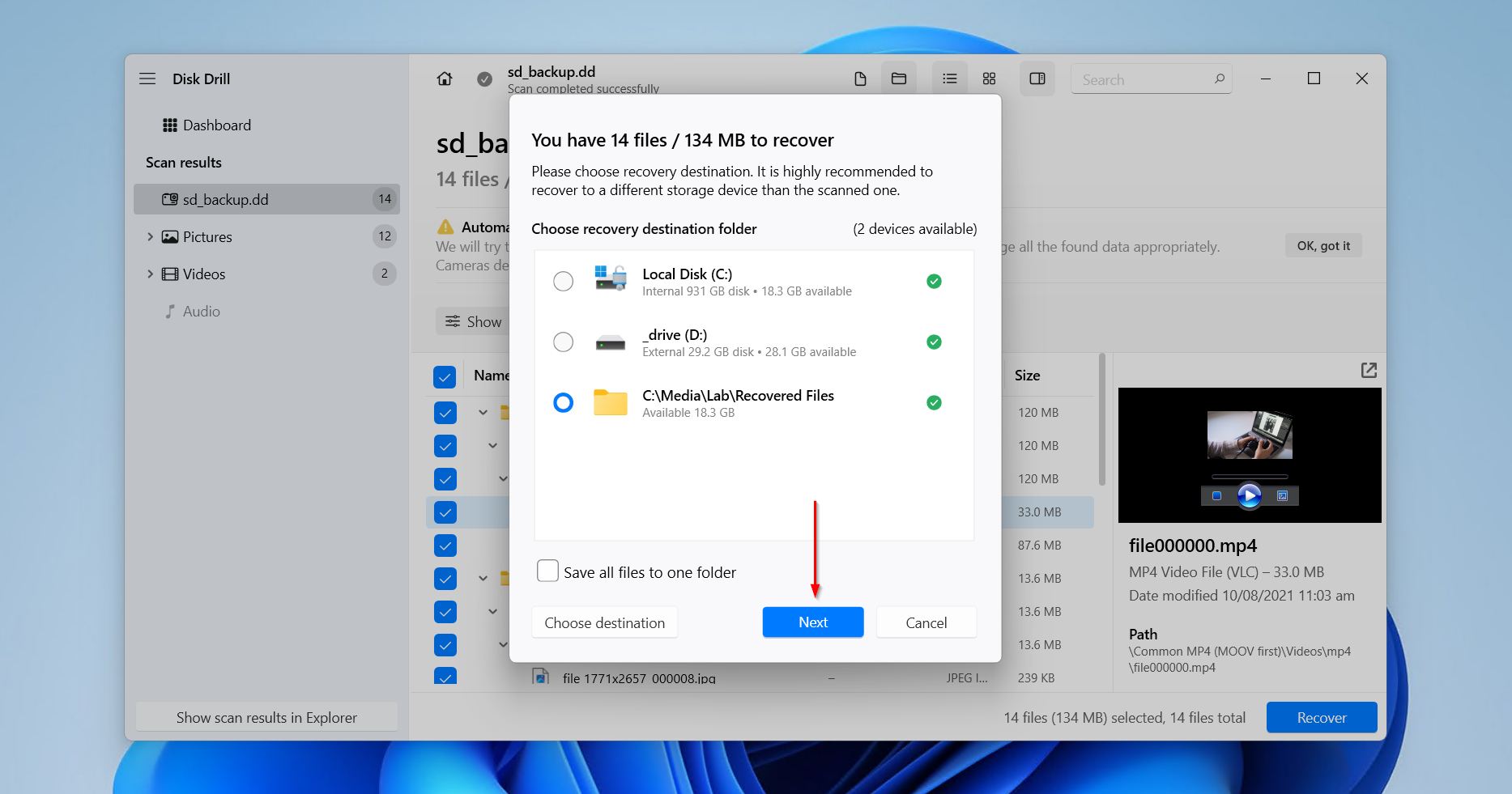 Finishing micro SD card data recovery.