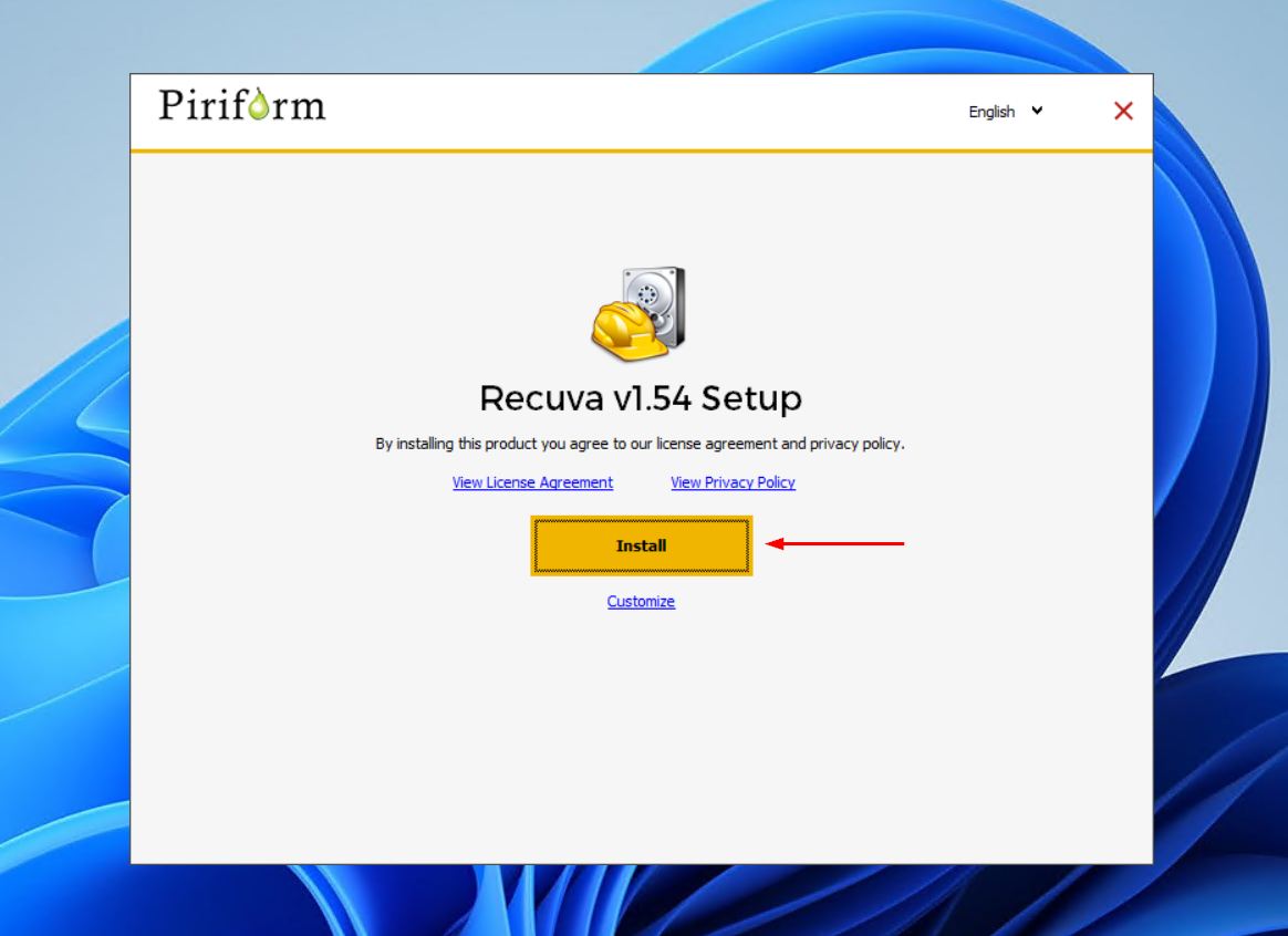 Installing Recuva.