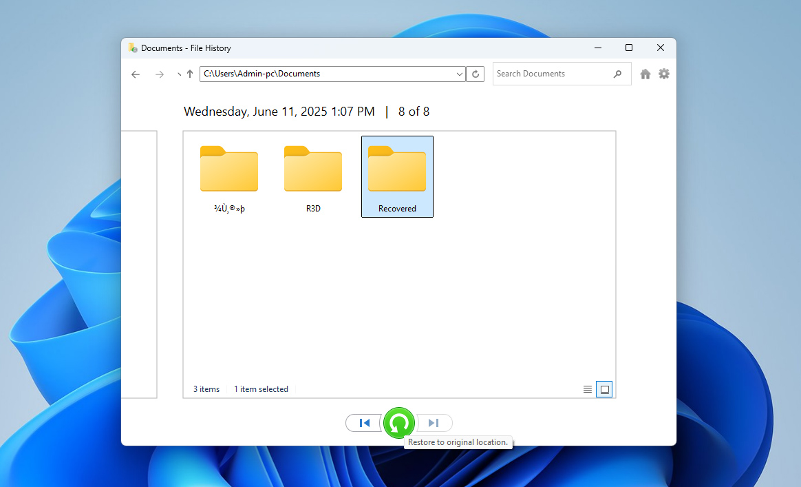 recover files with file history