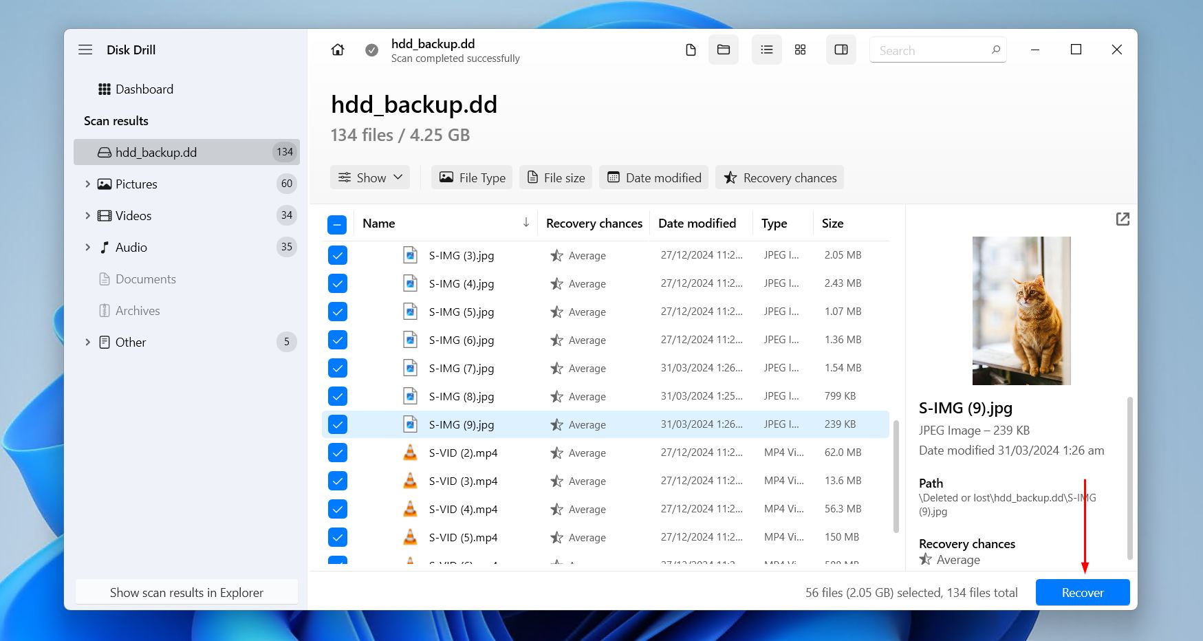 Recovering the hard drive files.