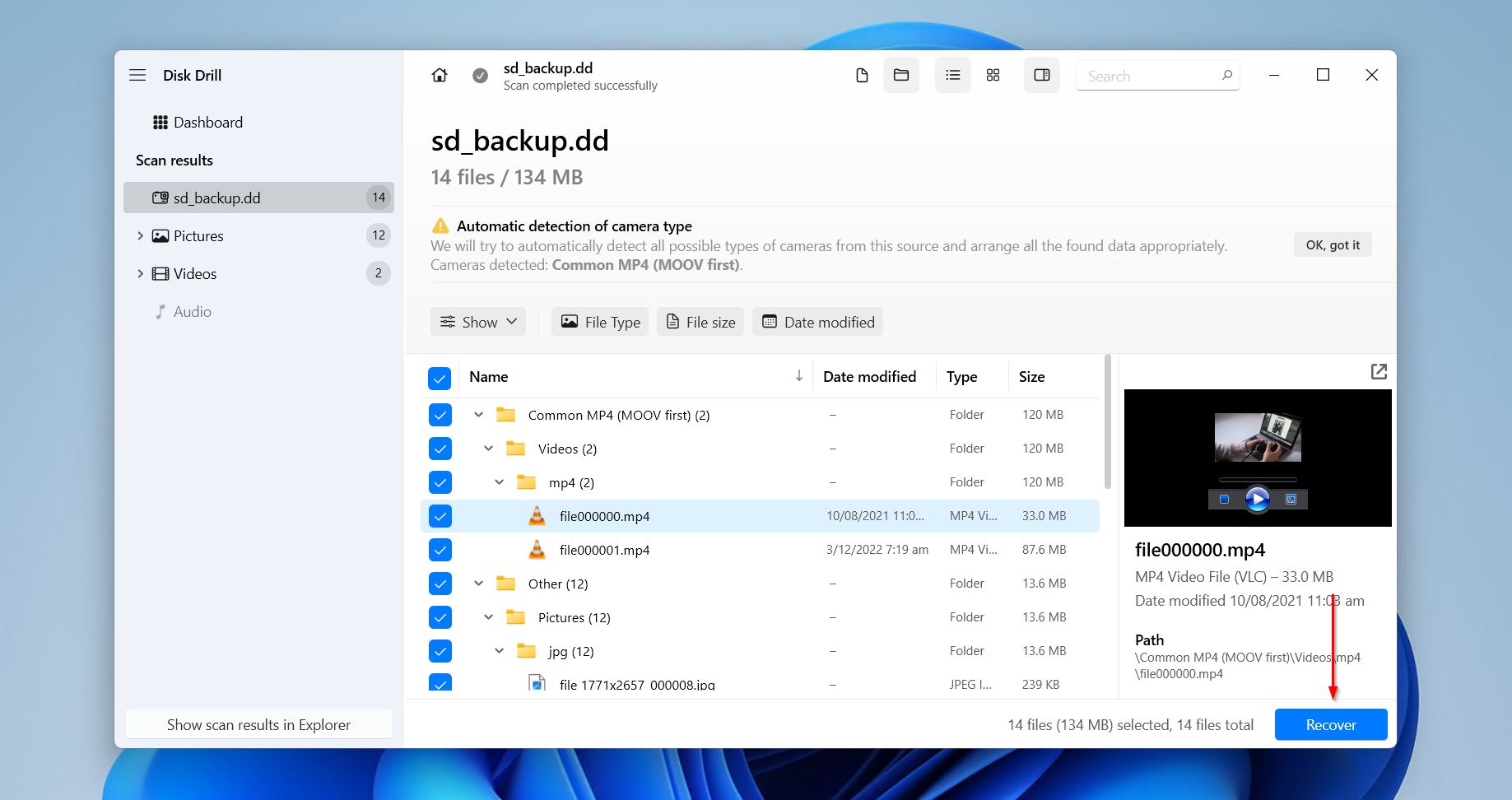 Recovering the micro SD card data.