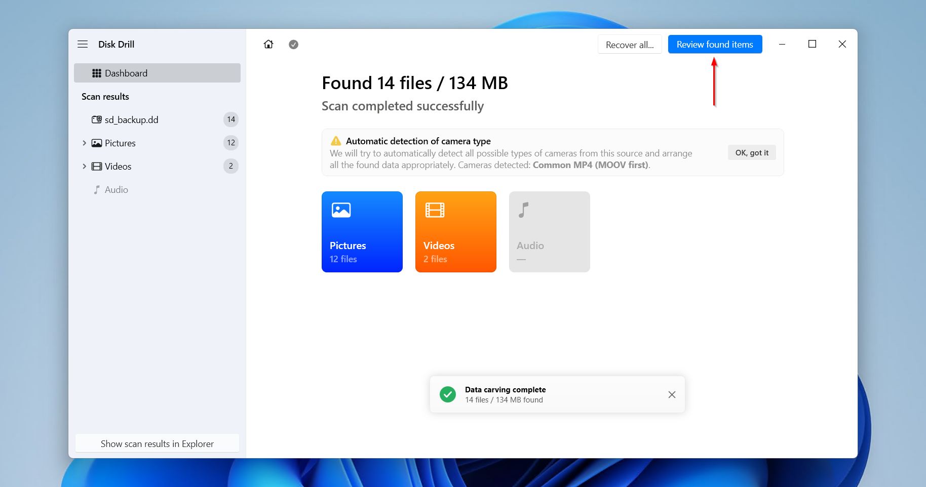 Reviewing what data was found.