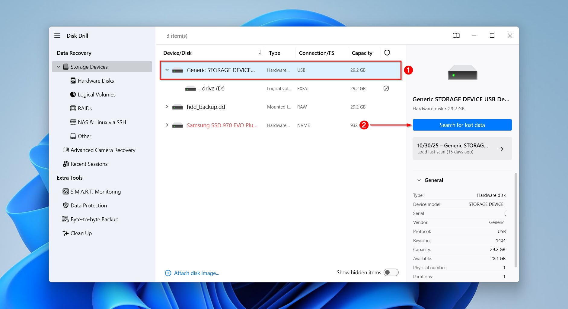 Scanning the micro SD card.