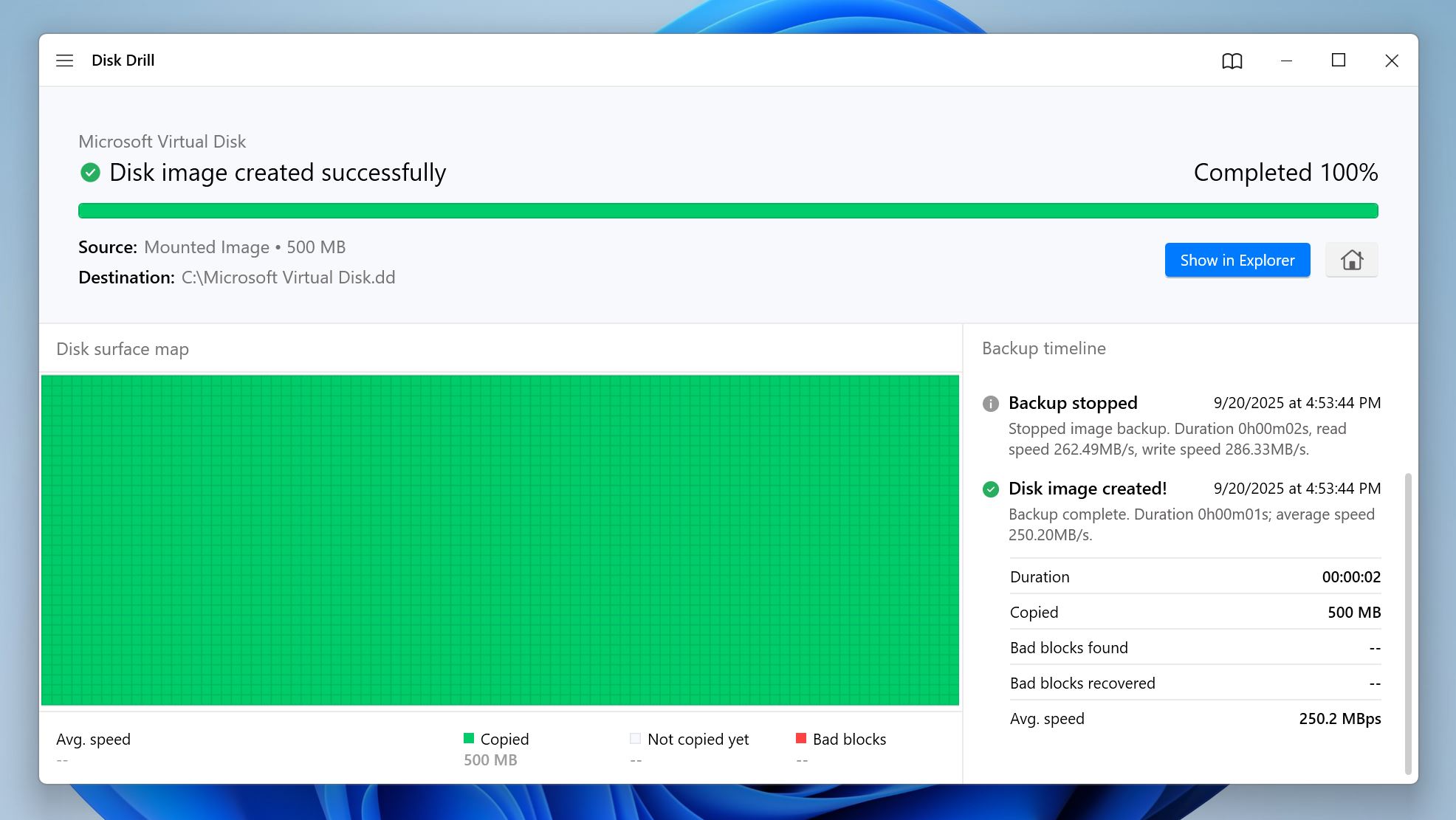 Disk image creation complete.