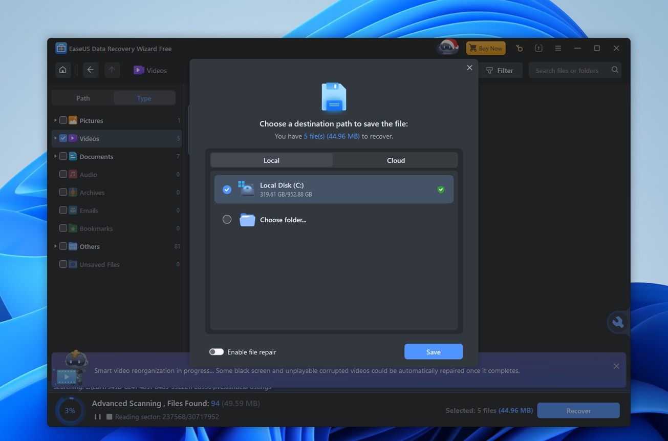 Choose the destination