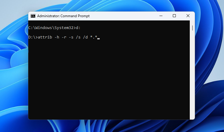 using the attrib command in command prompt