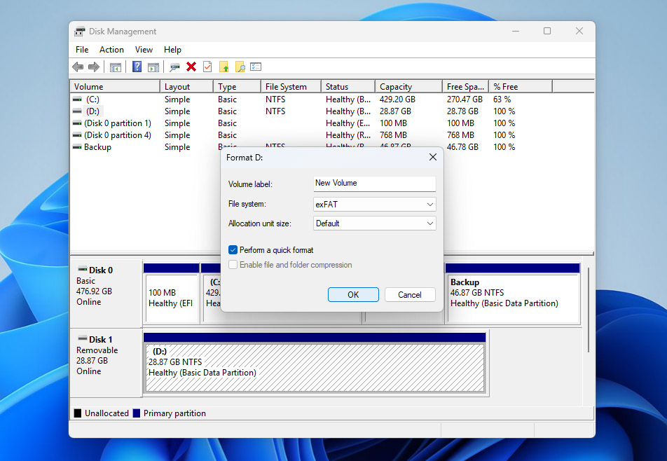 formatting the usb flash drive